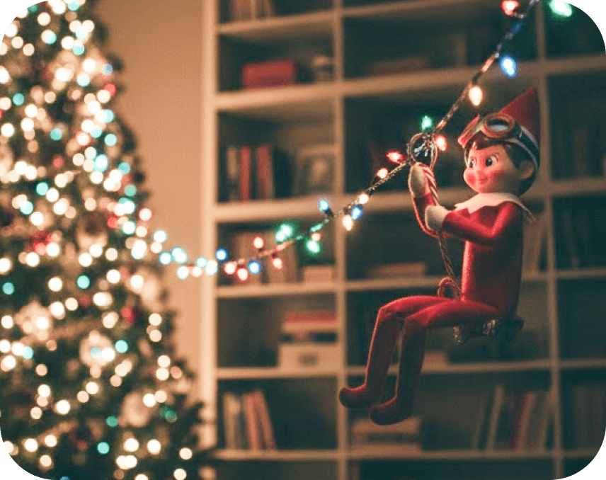 Zip-line made from Christmas lights
